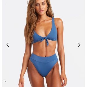 RVCA solid blue high rise bathing suit bottoms